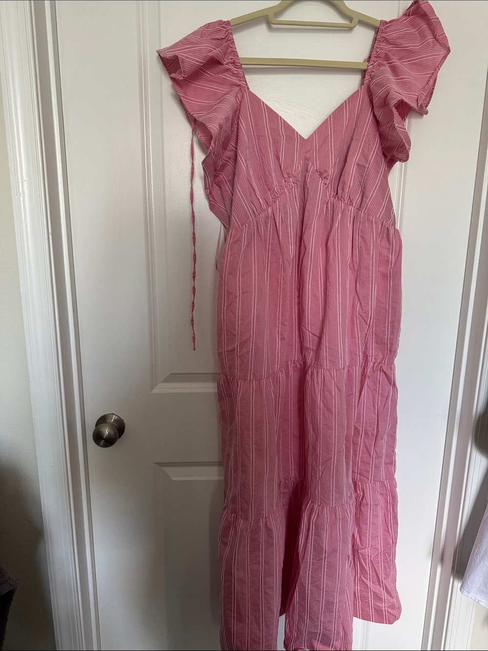 Adelyn Rae Pink Smocked Bodice Maxi Dress with Ruffle Trim